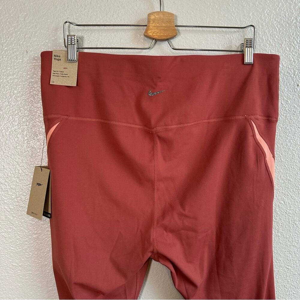 NWT Nike Yoga High Rise 7/8 Length Tight Leggings Rusty Red Pink Women’s Size 2X - Picture 8 of 12
